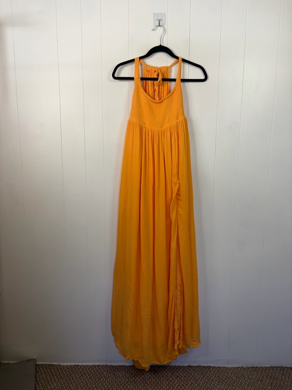 Free People Maxi Dress sz Medium NWT Orange Beach Boho Halter Side Slit Sundress - Picture 4 of 10